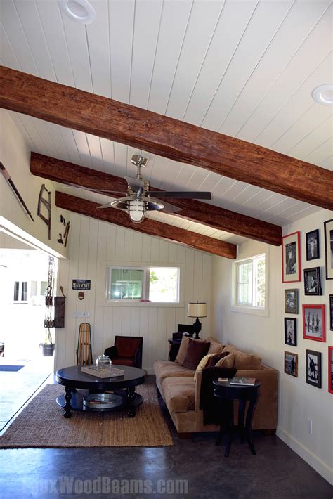 faux exposed beams.